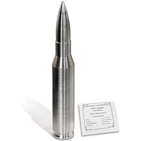 Silver Bullet - 50 Caliber (10 oz) - Pure .999 Silver with Certificate of Authenticity Cover