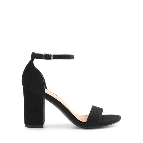 Image of DREAM PAIRS Heels for Women Chunky Block Heel Open Toe Ankle Strap 3.5 Inch Heeled Sandals for Party Date Wedding