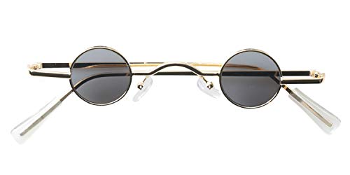 Sopaila Vintage Round Polarized Hippie Sunglasses Small Circle Sun Glasses Steampunk,Gray #TOP3