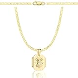 ZELYA Cadena de oro con cruz/medalla - cadena tanque bañada en oro 925/585 de 14K para niñas y niños – 45-60 cm Cadena de Comunión con cruz, cadena para niños para Comunión y Bautizo, caja de regalo