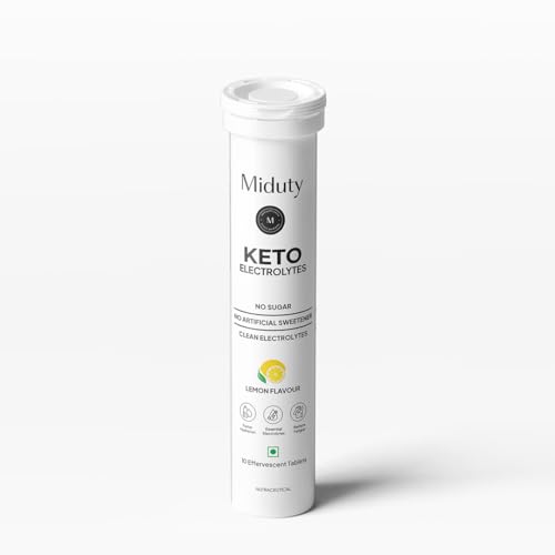 Miduty Electrolyte Tablets - Sugar-Free Electrolytes - 6 Key Electrolytes - No Maltodextrin & Artificial Colors - Natural Lemon Flavor - Stevia - Instant Hydration & Energy - 10 Effervescent Tablets