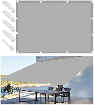 Vela Ombreggiante Impermeabile 1x2M Tenda da Sole per Esterno Vele Ombreggianti Rettangolare Telo Parasole con Fune Occhiellato Protezione UV Tenda Vela per Giardino Balcone Terrazza Grigio chiaro