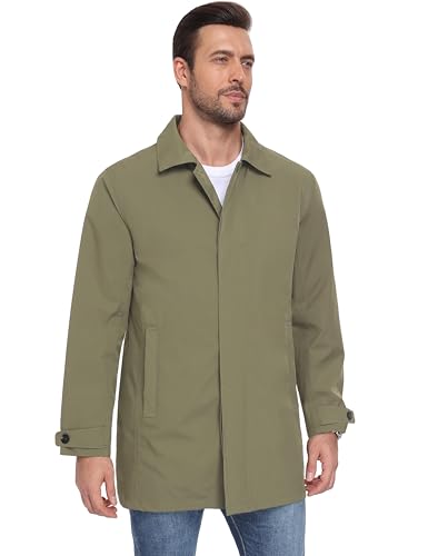 Image of Little Donkey Andy Men's Waterproof Mid-Length Trench Coat, Lightweight Long Rain Coat, Single Breasted Overcoat