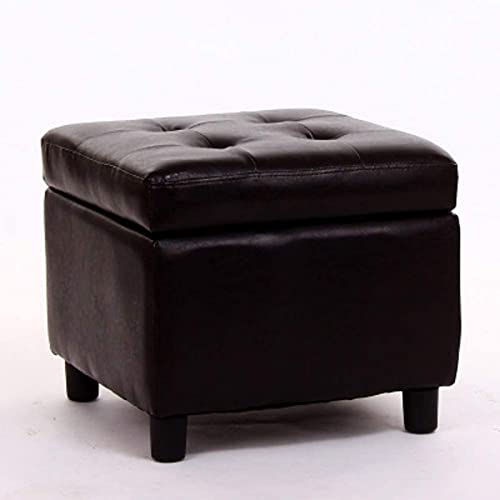 Repose-Pieds Tabouret de Rangement en Simili Cuir Marron