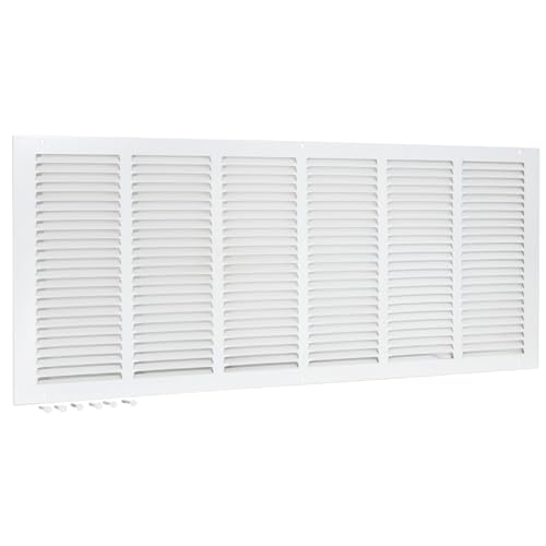EZ-FLO 30 x 12 Inch (Duct Opening) Return Air Vent Cover for Wall or Ceiling, Solid Steel Return Air Grille, HVAC Vent Cover, White, 61648