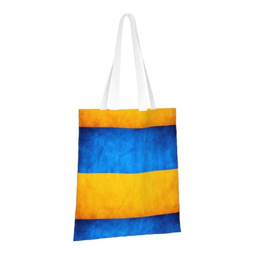 Ukrainian Flag Print Polyester Canvas Tote Bag, Shopping Bag With Reinforced Handles, Reusable2