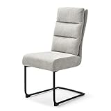 Der pflegeleichte und robuste Bezug aus Flachgewebe in Vintage Hellgrau sorgt für zusätzlichen Sitzkomfort