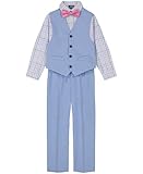 IZOD Kids Little Boys' Toddler Heather Herringbone Vest Set, Medium Blue, 3T