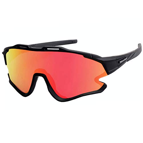 GIEADUN Gafas Ciclismo Polarizadas con 3 Lentes Intercambiables UV 400 Gafas,Corriendo,Moto MTB Bicicleta Montaña,Camping y Actividades al Aire Libre para Hombres y Mujeres TR-90 (Negro) Cover