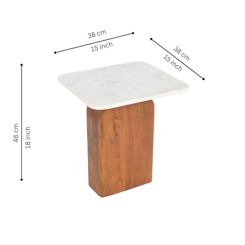 Image of Gharaana Ohana Wooden Side Table, Chestnut Finish, Contemporary End Table, 38x38x46 cm
