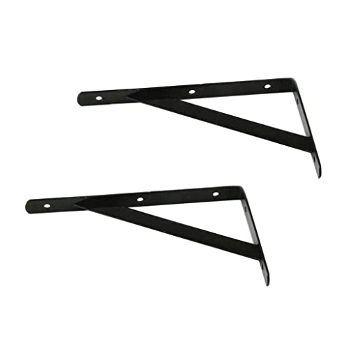 2 soportes de metal en forma de L para estante de pared, ahorro de espacio, soportes de hierro inoxidables, estantes de exhibición para casa, oficina, cafetería, bar, negro, 250 x 160 x 2 mm
