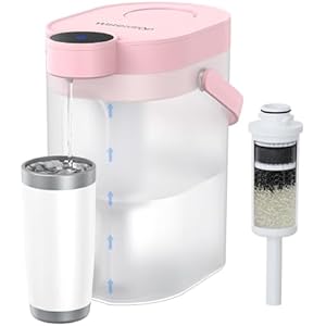 Waterdrop FreshTaste Soften Water Instant Electric Rechargeable Water Filter Jug, 4L Water Filter Dispenser, Reduce Calcium, Chlorine, Lead, Copper, Purify, Pink (Replacement Filter: WD-EWFS