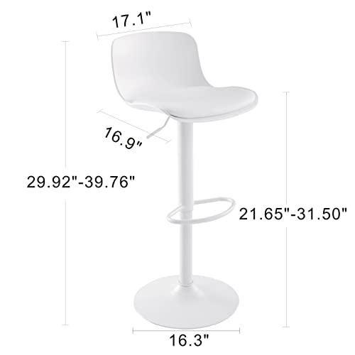 Kidol & Shellder Set de 2 Butacos de Cuero Blanco, Taburetes Giratorios Ajustables para Barra, Altura de Mostrador, Asiento Acolchonado en PU miniatura 2