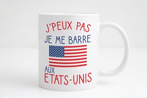 Groovy crea Mug Etats-Unis - cadeau USA - Mug humour Etats-unis drapeau américain- Cadeau humour homme femme voyage en Amérique - Idée cadeau Etats-Unis homme femme noël anniversaire