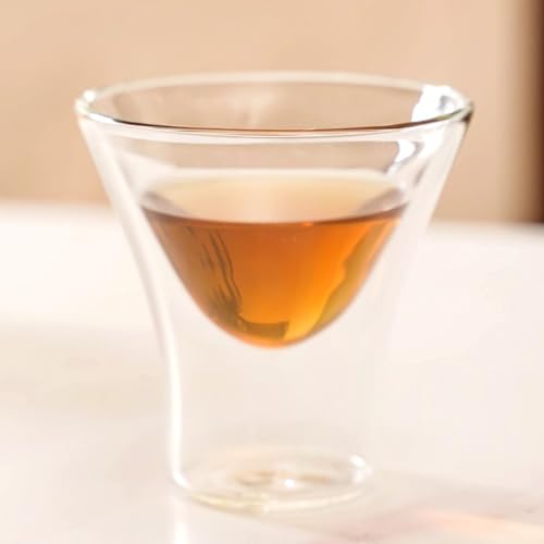 Image of Nestasia Double Wall Shot Glass Set of 6 (100ml) | Dishwasher Safe, Transparent, Elegant Funnel-Shaped | Stylish Glasses for Whiskey, Liquor, Cocktails, Vodka, Tequila