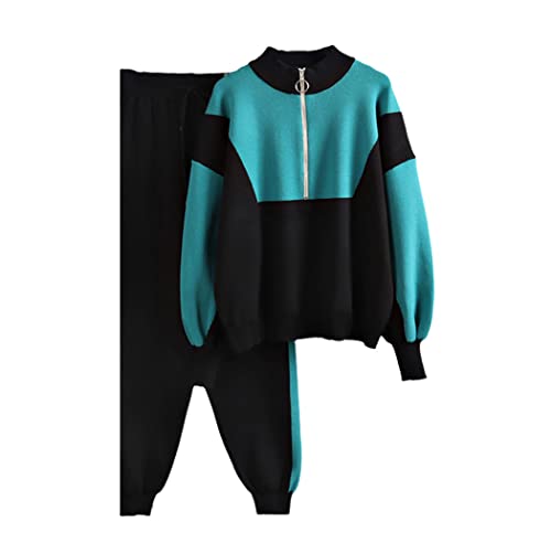 Survêtement tricot femme noir ensemble décontracté avec sarouel pour le cocooning à la maison