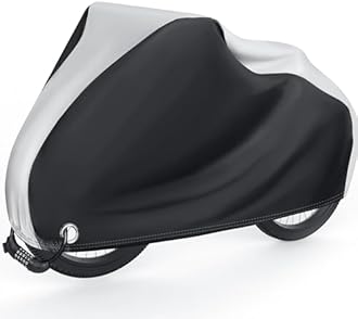 Bike Cover Waterproof Outdoor for 1 Bike, 210D Bicycle Cover Rain Sun UV Dust Wind Proof with Lock Hole and Storage, Bike Covers for Mountain, Road Bike,Single eBike