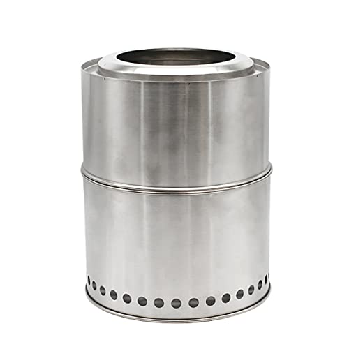 ZXDTVFGN Estufa de Camping de Acero Inoxidable para mochileros, Estufa de leña, fogata, Estufa de leña portátil, con Estuche de Transporte, para cocinar y Acampar (Color: Plateado, tamaño: