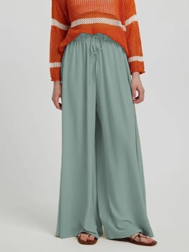 Image of KOTTY Women's Relaxed Fit Wide-Leg Drawstring Palazzo Trouser for Everyday Comfort & Style
