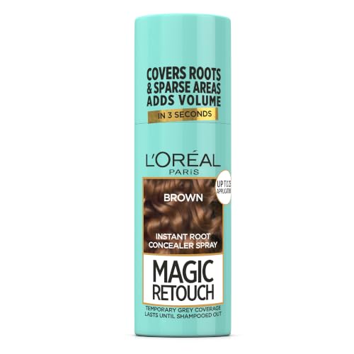 LOréal Paris Brown Magic Retouch Hair Colour Root Concealer Spray (75ml) Hair Dye Instant 100% Grey Coverage & Flawless Blend Quick & Easy Application