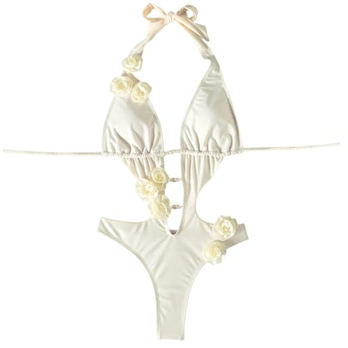 Monokini pour le surf et la natation à col en V plongeant et perles