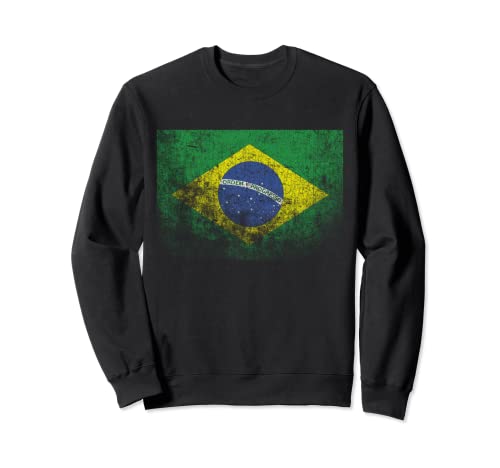 Vintage Brasil Bandera Retro Brasileña Bandera Brasileña Sudadera