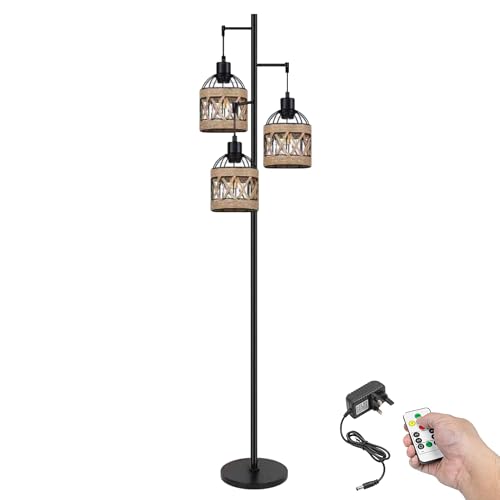 Lámpara de pie para sala de estar con batería recargable y 3 luces de lectura ajustables