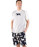 Lazy One Conjunto de pantalones cortos de dormir para hombre, pantalones cortos de pijama de algodón y camiseta en diseños divertidos - - Small