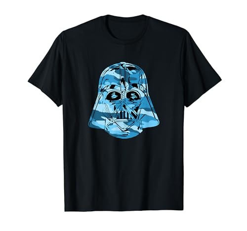 Star Wars Darth Vader Dark Blue Outlined Camo Helmet Fill T-Shirt