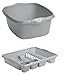 Price comparison product image Homey Mart Large Dish Drainer and Rectangular Washing Up Bowl Plastic Home/Office/Kitchen Silver/Grey - Set of 2