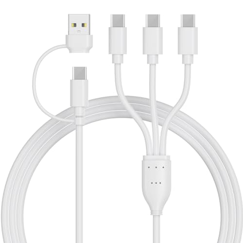 Image of Amasuki 4 in 2 Multi Charging Cable for iWatch /iPhone,USB C Cable Universal Travel Charger with 2xiOSPort Type C Compatible with iPhone 15 /14 iWatch Series SE /8 /7 /6 /5 /4 /3 /2 /1 Samsung S23 S22 S21-4FT