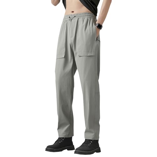 decion Men's Summer Jogging Pants with Pockets Elastic Cuffs Casual Sports