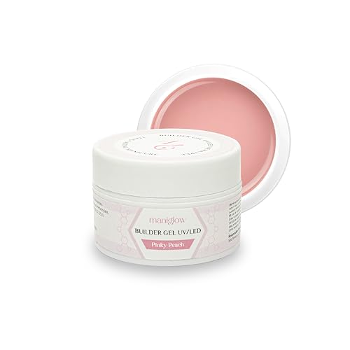 Maniglow Aufbaugel für Gelnägel Pinky Peach - Für Verlängerung und Verstärkung - TPO-&HEMA-frei - Einfach anzuwendendes Nagelgel UV LED - Gel Nägel Farben Auswahl - Builder Gel Nägel - Sicher - 15ml