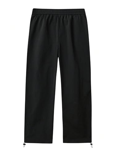 OYOANGLE Men's Baggy Cargo Pants Trendy Casual Pant Drawstring Waist Wide Leg Joggers with Pockets2