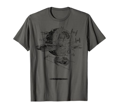 T-shirt Star Wars Death Star Battle Sketch pour éviter les imprimés fragiles