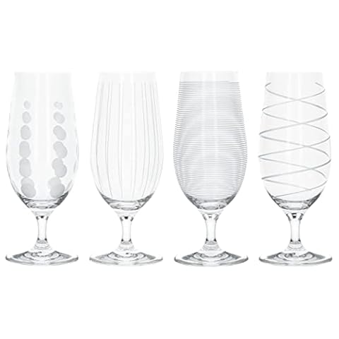 Mikasa Zestaw Kieliszków do Piwa Cheers, Dekoracyjne Wytrawienie, Szkło Kryształowe, Efekt Srebra, 4 Sztuki, 460 ml