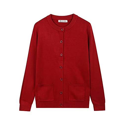 B BIMOZI Women Thick Button Down Cardigan Sweaters Crew Neck Medium Weight Long Sleeve with...