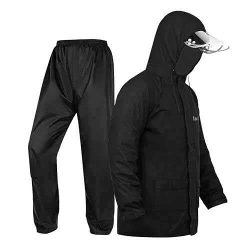 Image of ISABRELLA Raincoat for Men Waterproof, Heavy Duty Rain Suit with Reflective Strips, Breathable and Durable Rain Jacket and Pants Set for Motorcycle, Fishing, Hiking and Outdoor Work (XL)