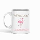JOMADA die kreativwerkstatt Keramik Tasse weiß mit Spruch „Tut mir leid!“ 330 ml, hochwertige Kaffeetasse lustig, Geschenkidee Familie Freunde oder Büro-Kollegen spülmaschinenfest