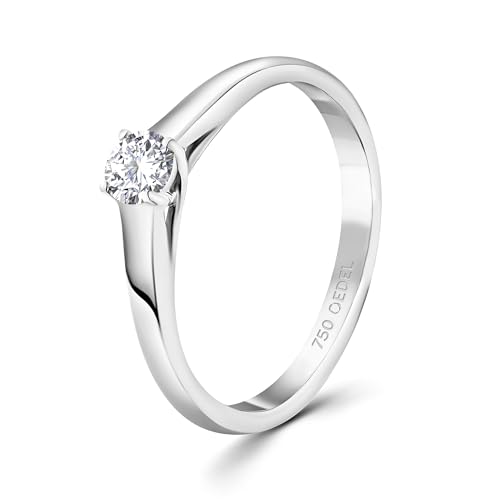 EDELIND Diamant Verlobungsring Damen Gold 750 - Diamantring 0.2 Ct aus Weißgold - Ringgröße...