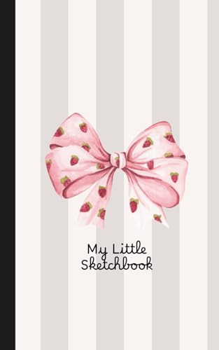 Mini Sketch Book 5x8 inch, Cute Coquette Kawaii Bow, Aesthetic Small Sketch Pad for Kids and Teens, Travel Size: Portable Blank 
