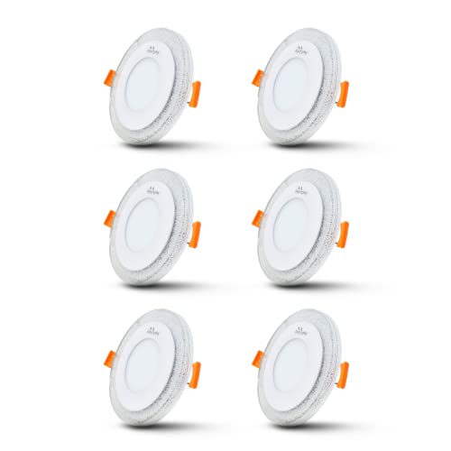 Image of Murphy 6 Watt (3+3W) Round Double Colour Led Conceal Panel Light, Ceiling Light with 2 Year Warranty(Multi Color+CW,Pack of 6)