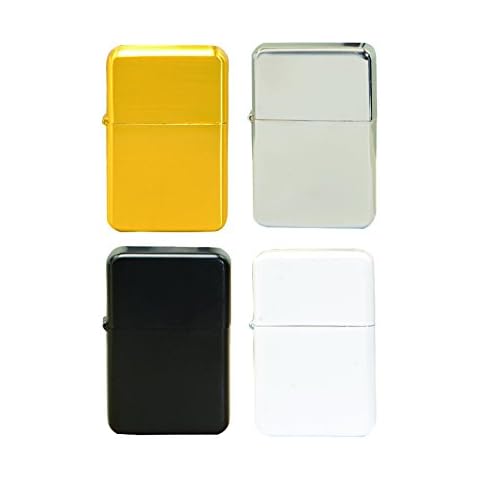 Thirsty Rhino Klik, Windproof Refillable Oil Wick Lighter with Vintage Flip Top and Aluminum Gift Case, Set of 4 (Assorted Colors) Cover