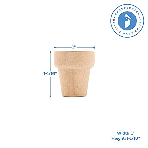 Woodpeckers Small Wooden Flower Pot 1-1/6 X 1-Inch, Pack Of 12 1 Inch Mini Pots, 1 Flower Pots To Paint & Plant #TOP2