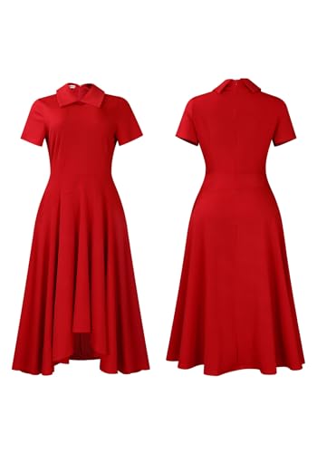 Image of Women Elegant Empire Waist Dress Trendy Short Sleeve A Line Dresses Flowy Church Cocktail Party Dress