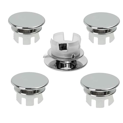 Débordement D'Évier Anneau,5 Pcs Anneau de Débordement d’Évier,Couvercle de Trop-Plein Rond,Couvercle de Bouchon de Vidange,Anneau de trop-Plein pour Bain,Cuisine