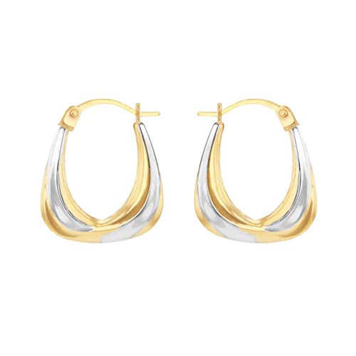 Boucles Créoles en Or 9 Carats Bicolore Éclat Luxueux et Intemporel pour Femme