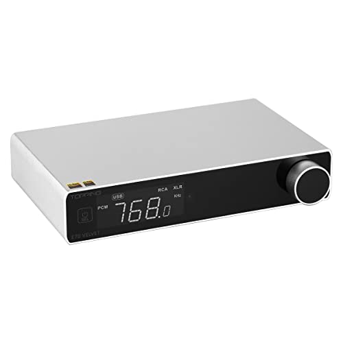 Image of Topping E70 Velvet AK4499EX DAC Audio Decoder- Bluetooth5.1 LDAC Hi-Res XU316 32Bit /768kHz DSD512 BT /USB /Coax /Opt Inputs RCA /XLR HiFi Stereo Digital-to-Analog-Convertor Sliver