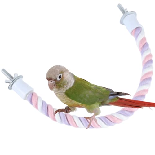 Colorful Bird Rope Perch Stand for Bird Cages Bendable Climbing Rope Cage Accessory Toy for Cockatiel Parakeet Budgie Lovebird (Pink,11.81 inch)