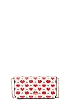 kate spade new york Devin Pixel Hearts Embossed Saffiano Leather Flap Chain Wallet, Cream Multi